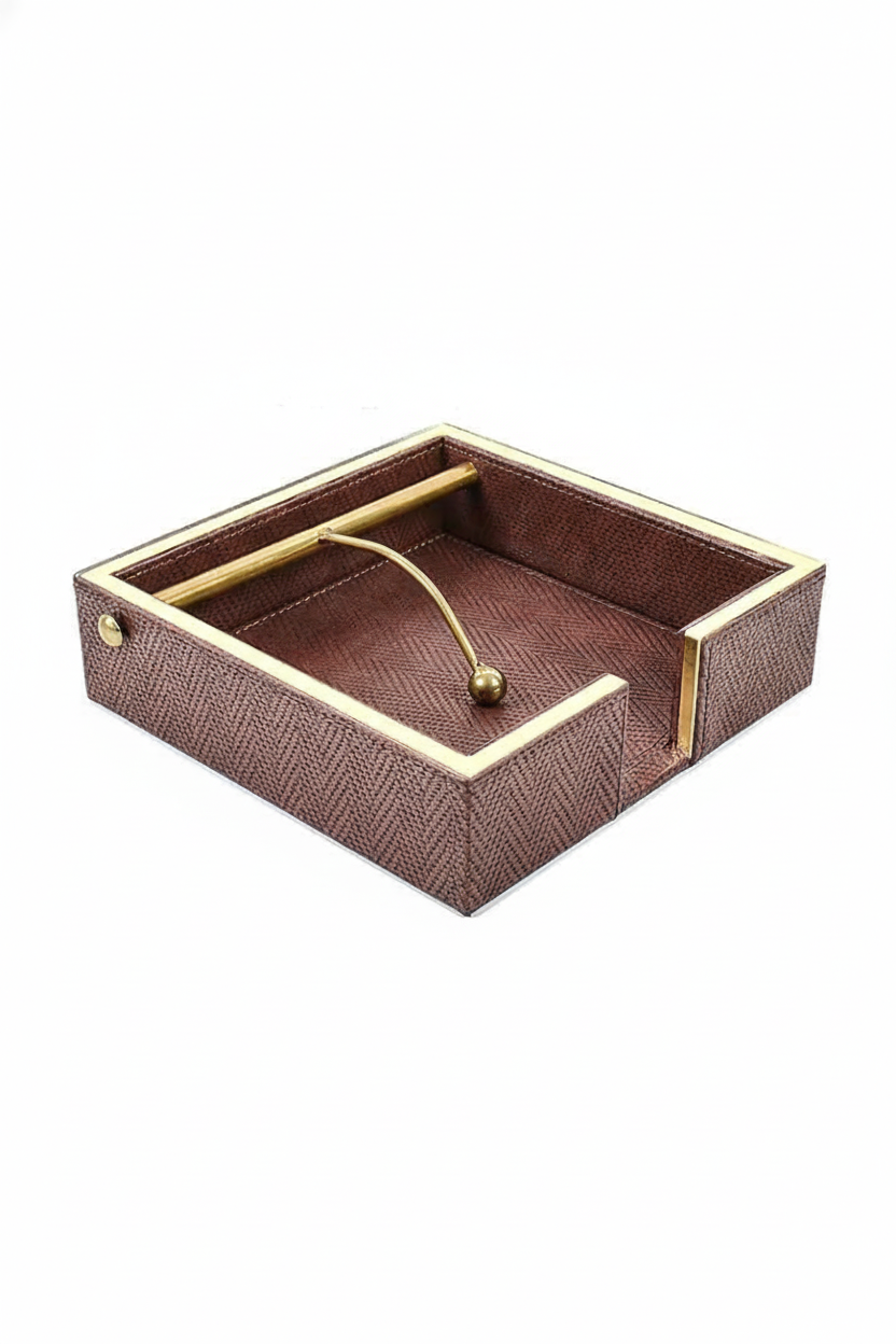 Leatherette Weight Tissue Holder - BROWN