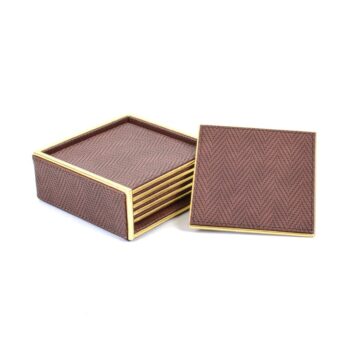 Leatherette Square Coasters Set of 6|Hamilton