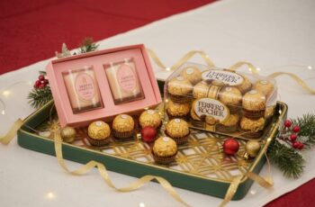 Golden Lattice Glass Leatherette Rectangle Tray