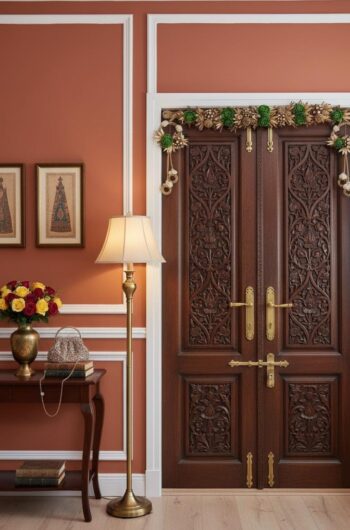 ​Entrance Door Decor with Artificial Flowers