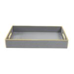 Reptilian style |Leatherette Rectangle Serving Tray| Serpentine - Grey