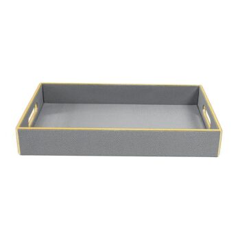 Reptilian style |Leatherette Rectangle Serving Tray| Serpentine - Grey