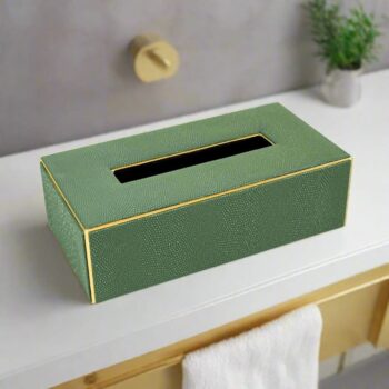 Leatherette Rectangle Tissue Box Holder |Serpentine - Olive