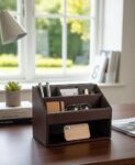 Premium Faux Leather Desk & Remote Organizer